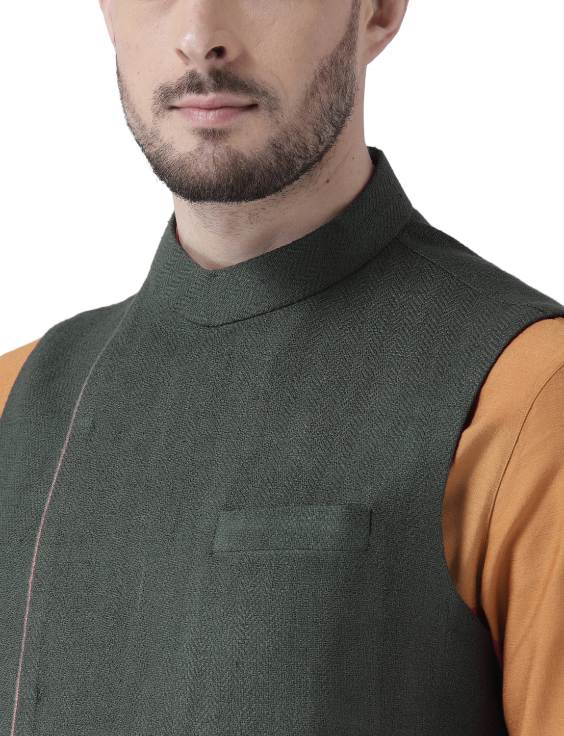 Kisah Men Green Kurta Jacket Dhoti  Set - Image 4