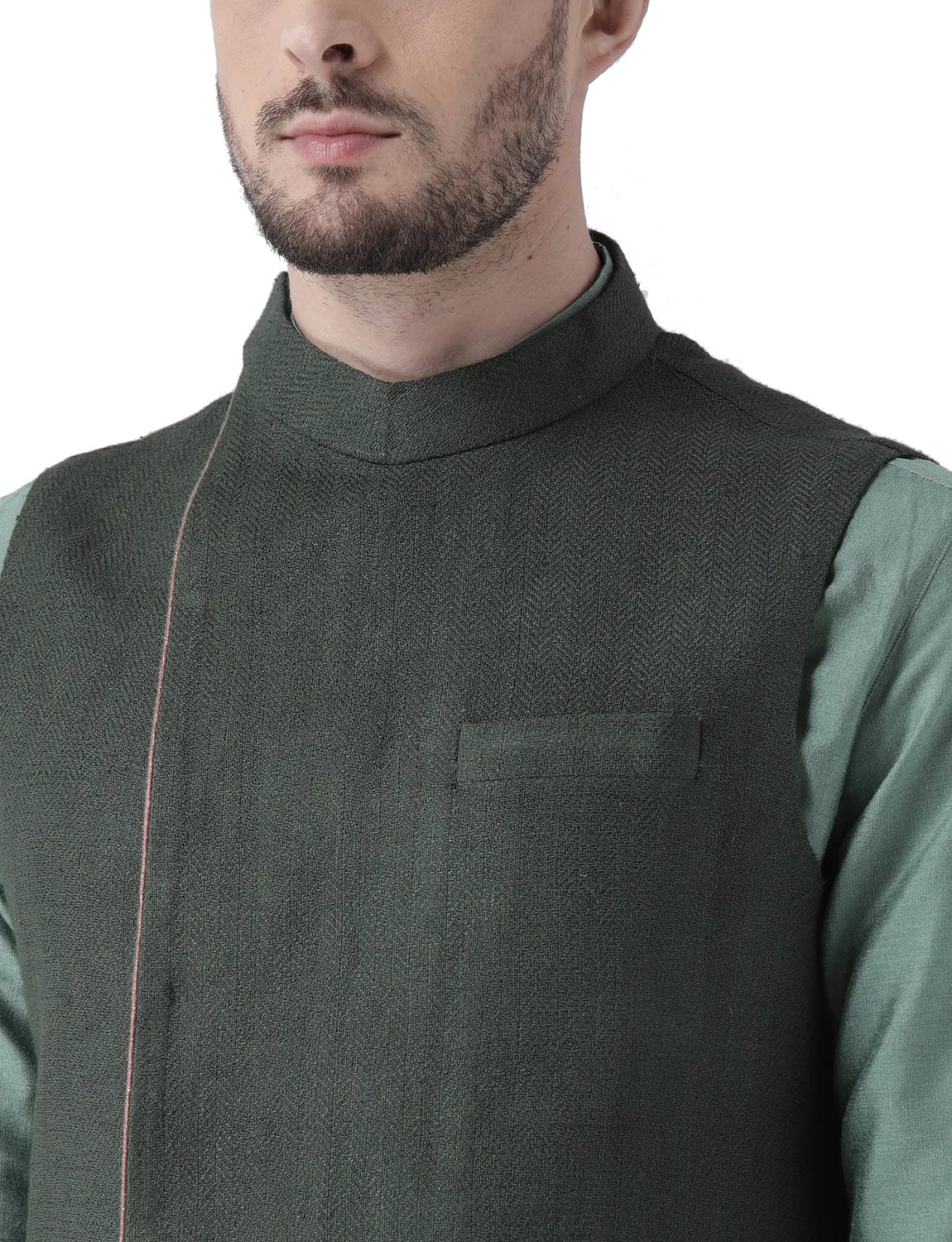 Kisah Men Green Kurta Jacket Dhoti  Set - Image 4
