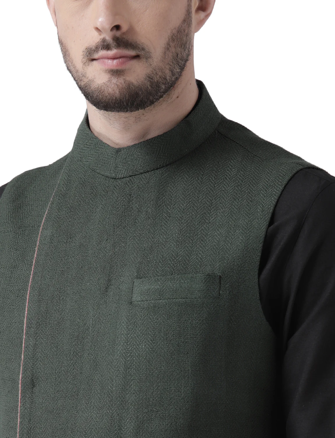Kisah Men Green Kurta Jacket Patiala  Set - Image 4
