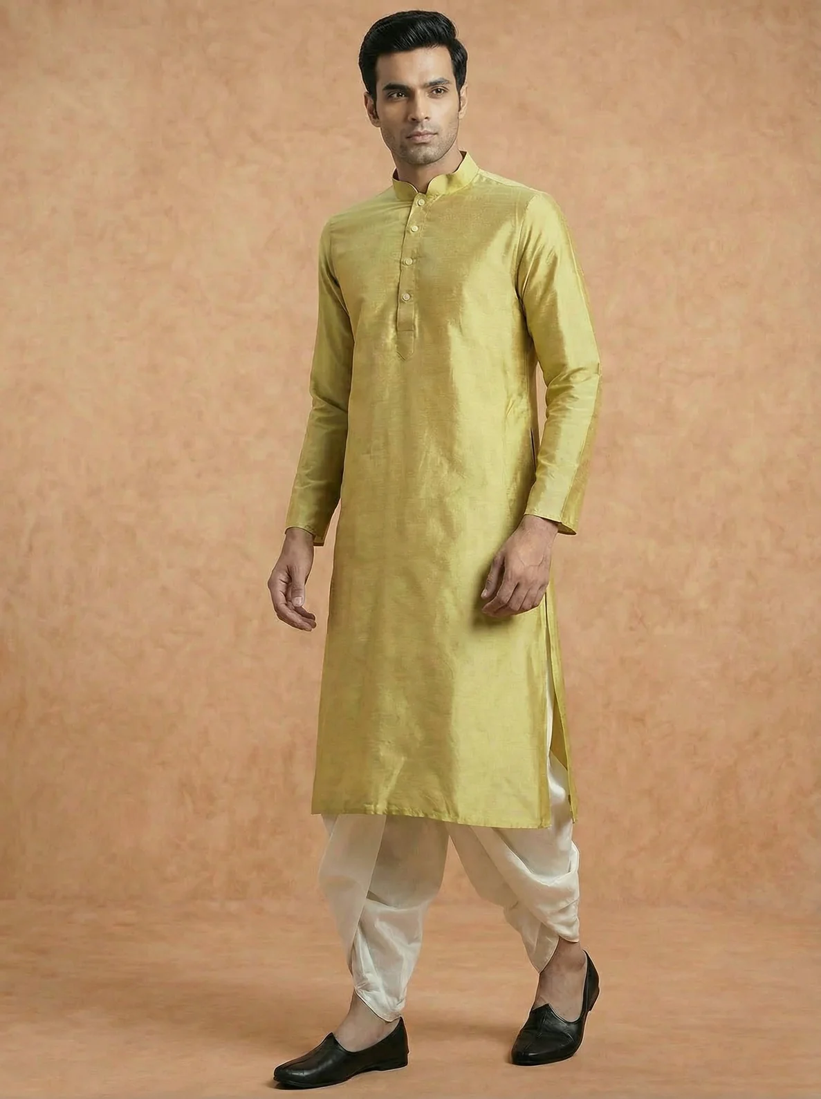 Lime Green Solid Plain Kurta - Image 2
