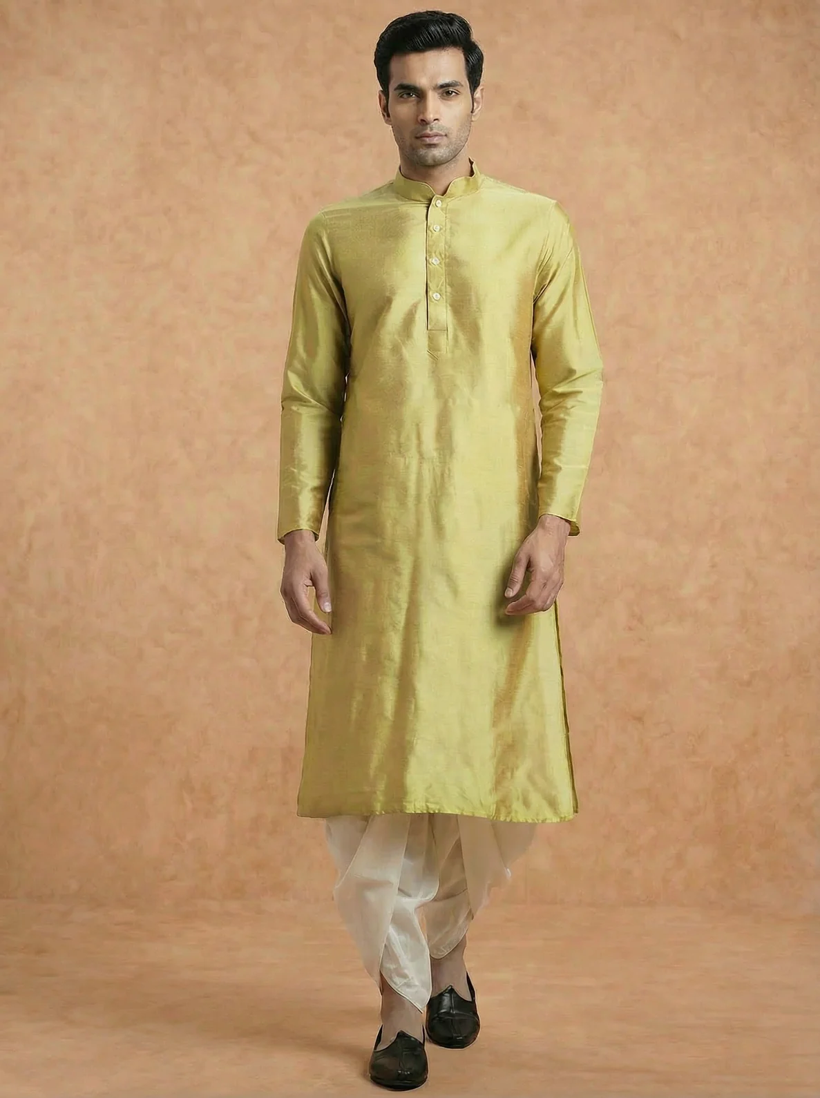 Lime Green Solid Plain Kurta - Image 3
