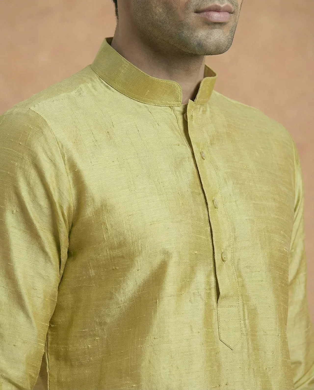 Lime Green Solid Plain Kurta - Image 5