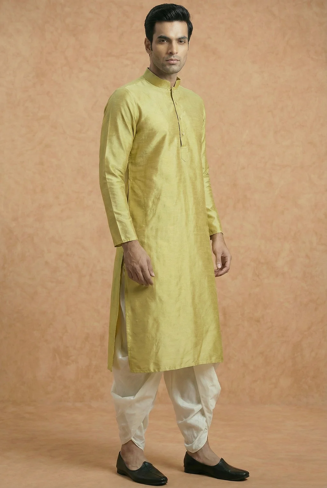 Lime Green Solid Plain Kurta - Image 6