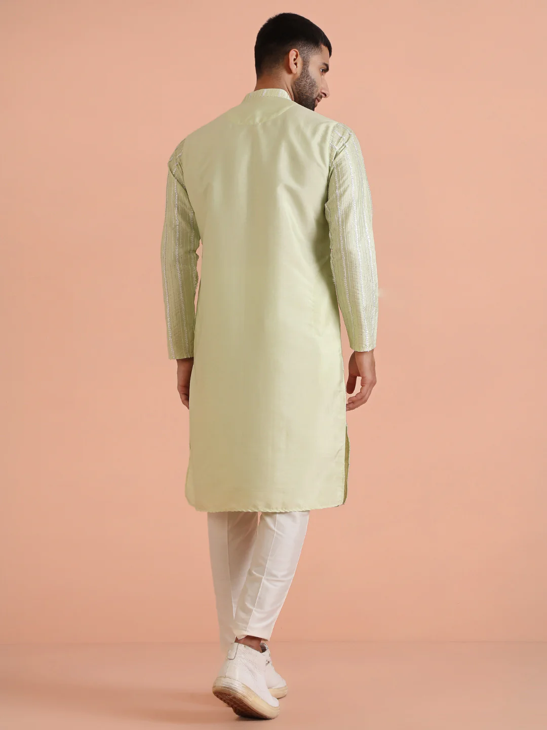 Men Green Kurta Trouser Set - Image 5