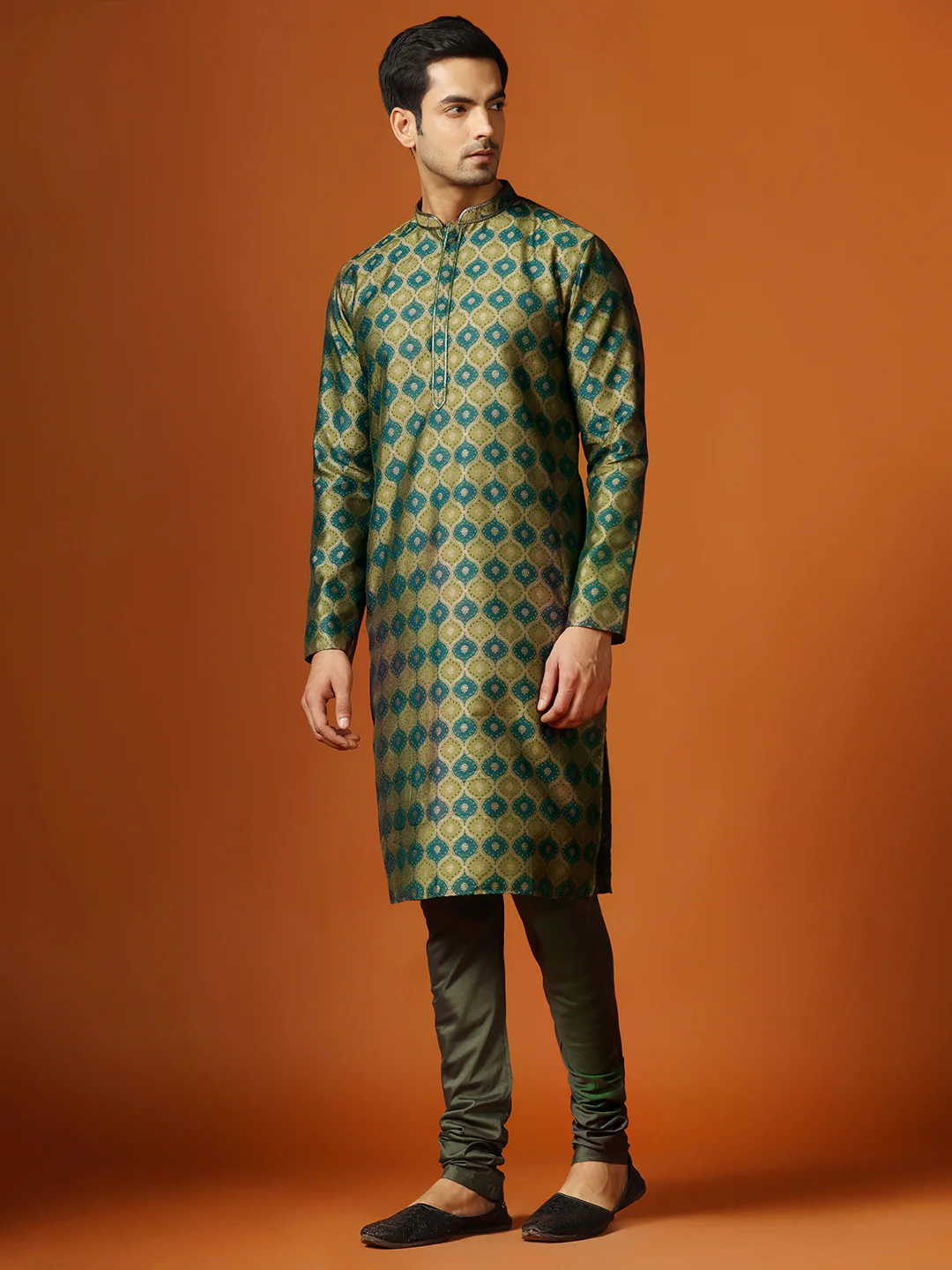 Kisah Men Green Kurta (Set of 1) - Image 3