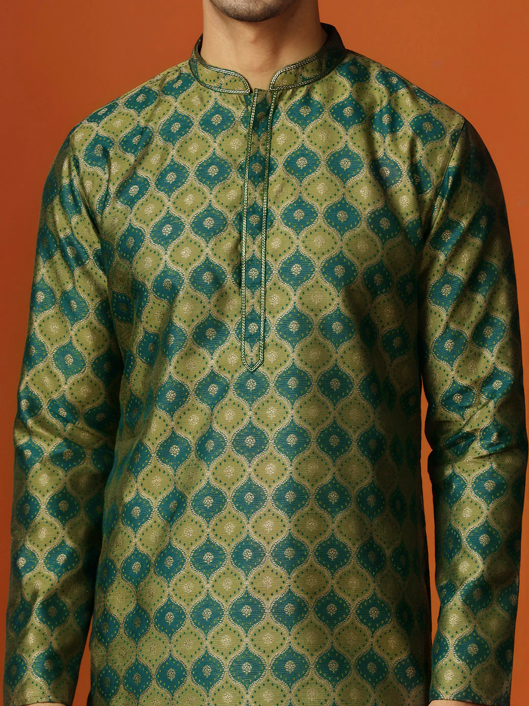 Kisah Men Green Kurta (Set of 1) - Image 5