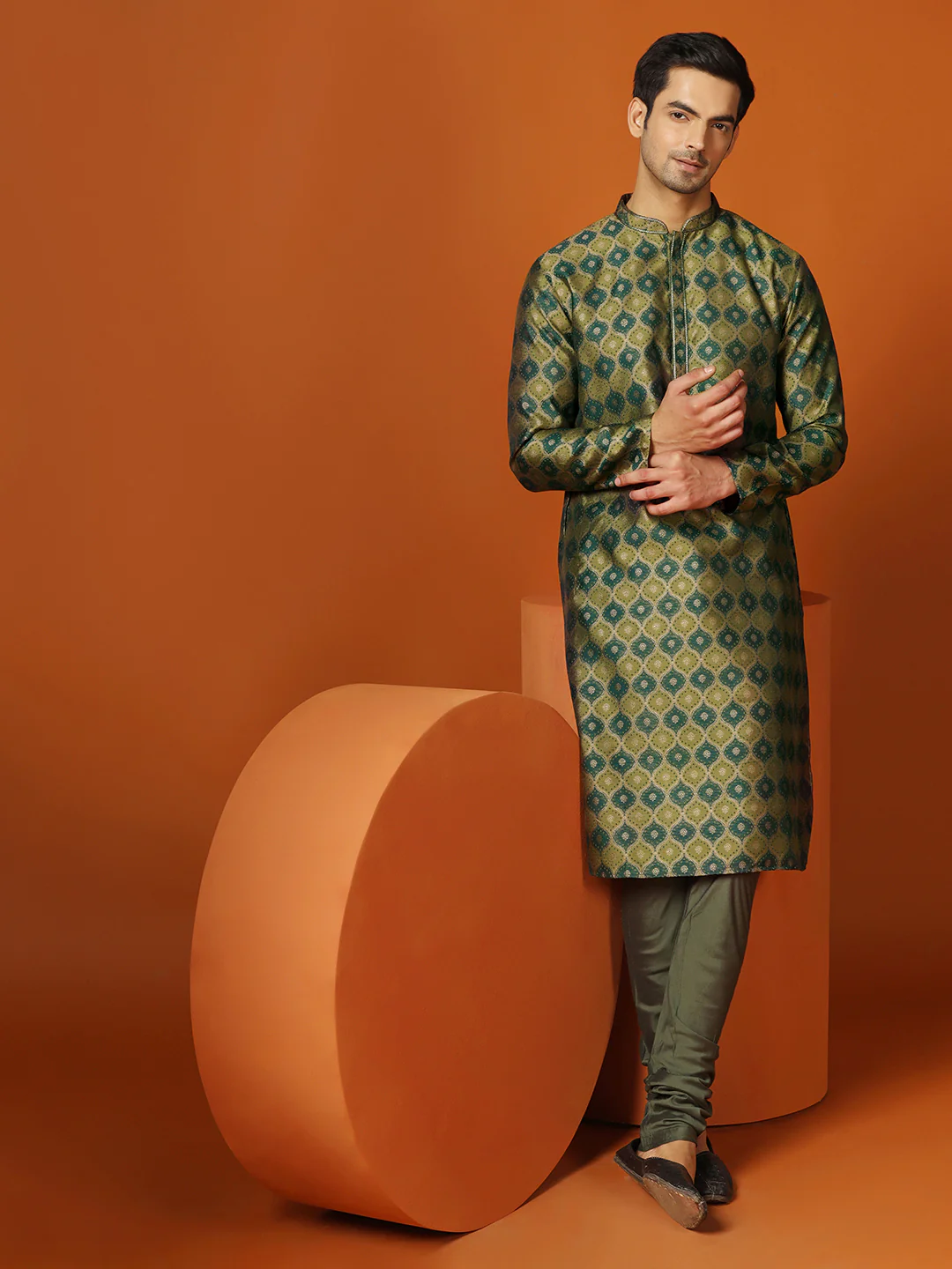 Kisah Men Green Kurta (Set of 1) - Image 6