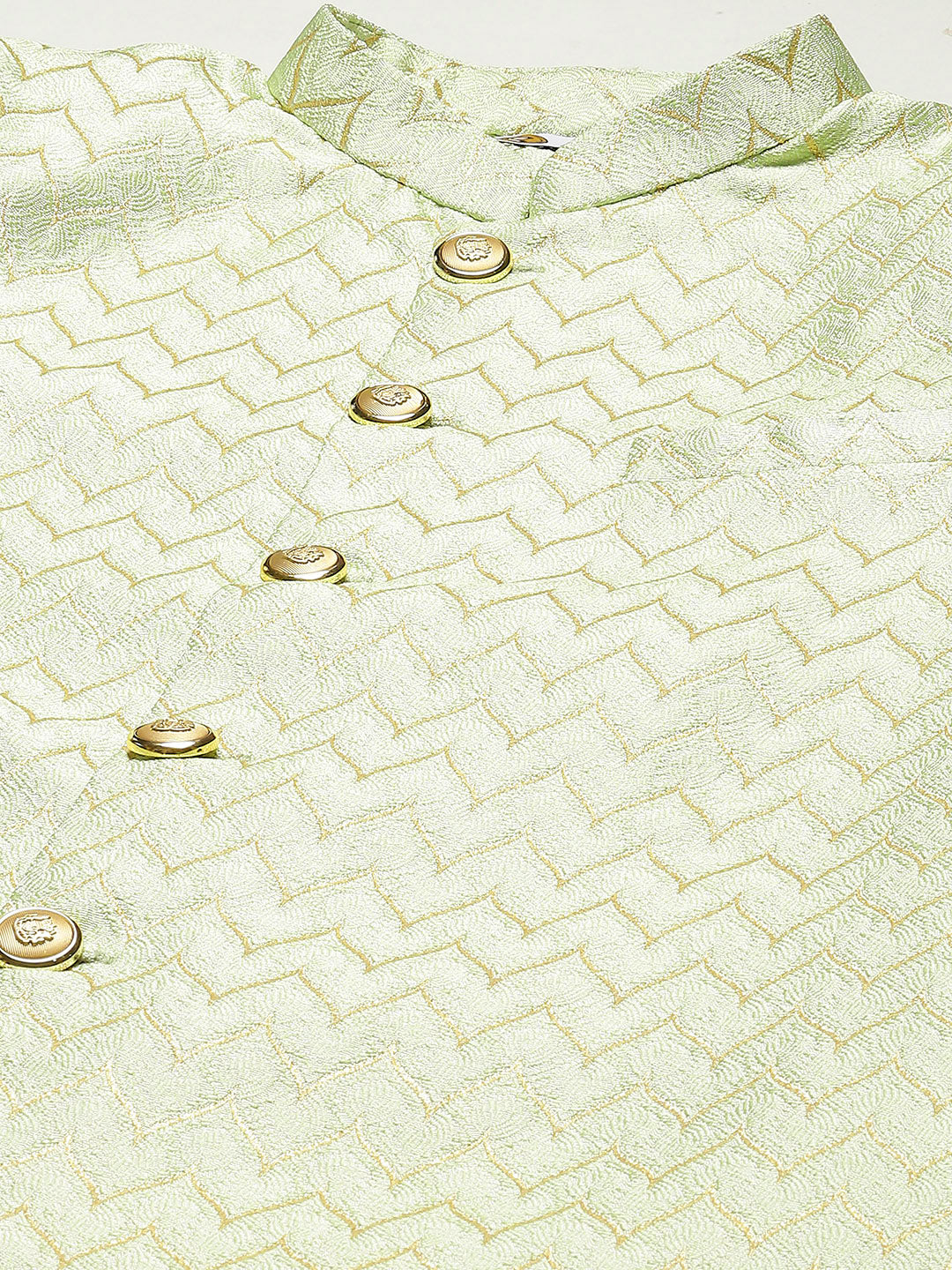 Men Light Green Textured Indowestern Churidar Set - Image 4
