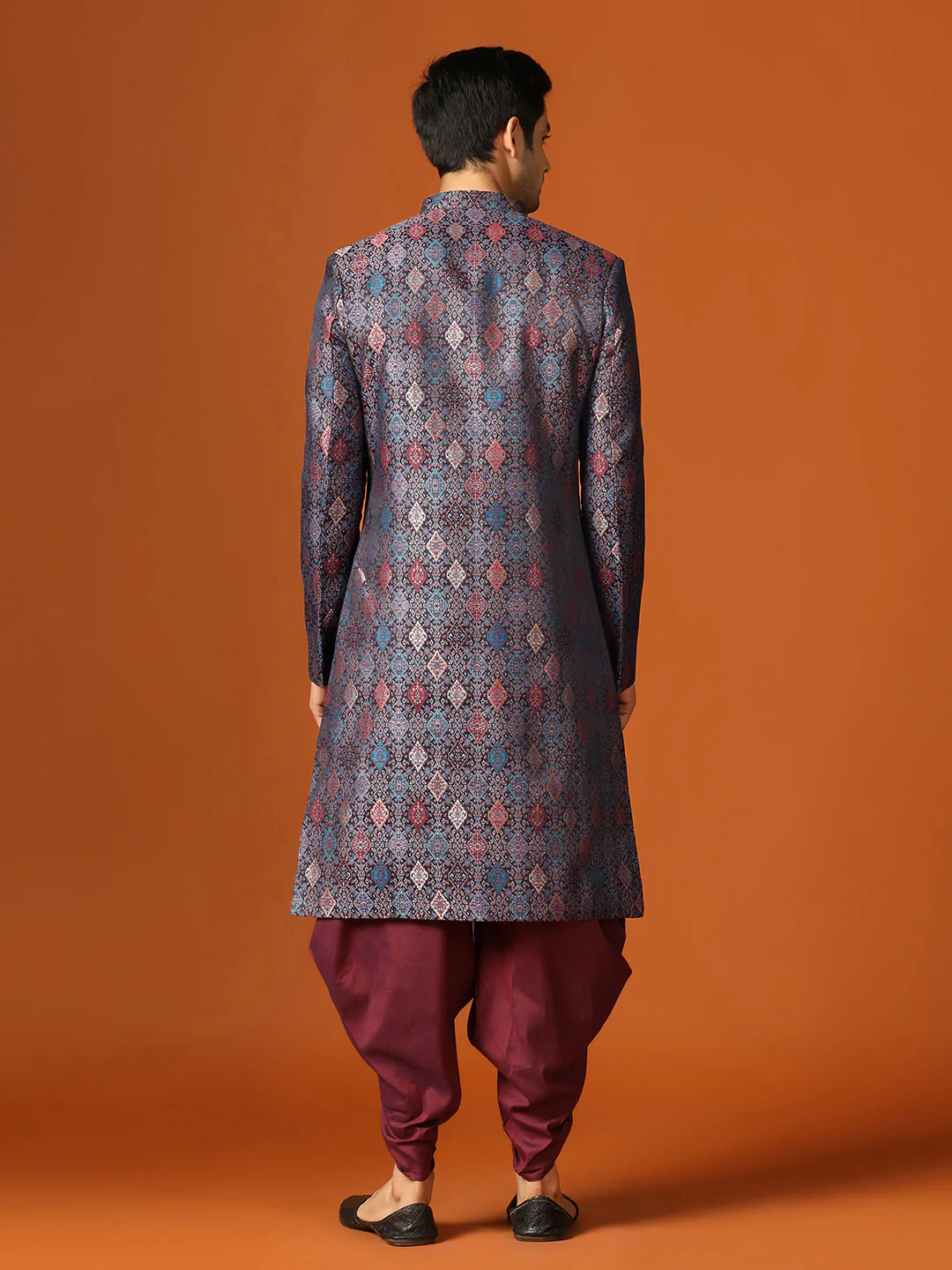 Men Green Sherwani Dhoti Set - Image 4