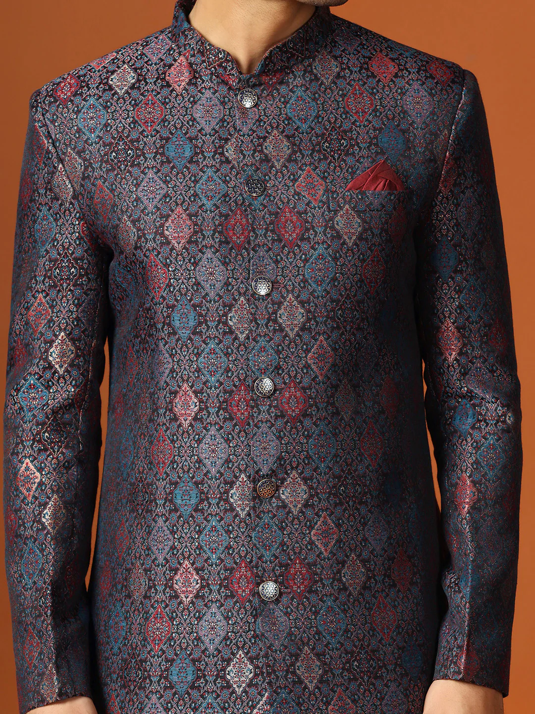 Men Green Sherwani Dhoti Set - Image 5