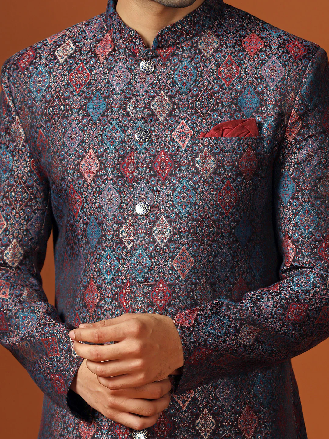 Men Green Sherwani Trouser Set - Image 5