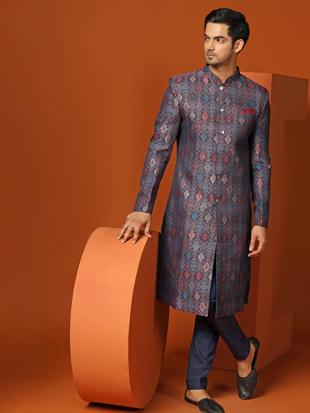 Men Green Sherwani Trouser Set - Image 7
