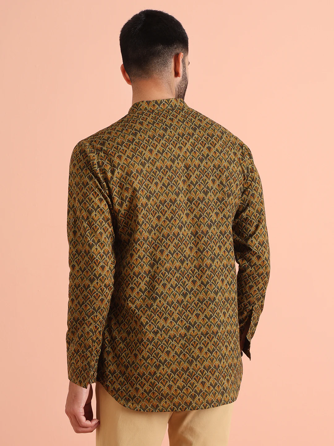 Olive Green Printed Kurta â€“ Casual & Festive Wear - Image 4