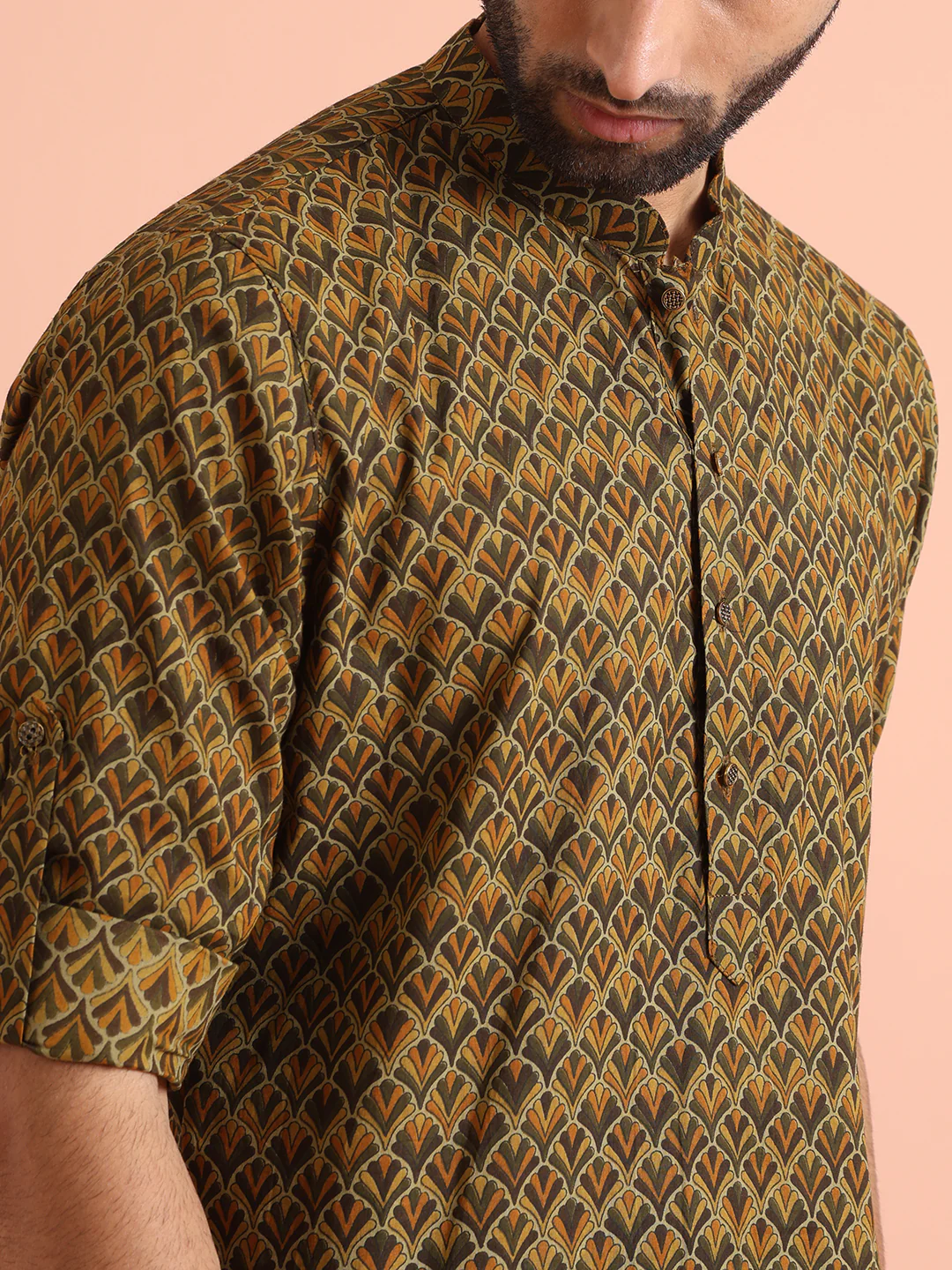 Olive Green Printed Kurta â€“ Casual & Festive Wear - Image 5