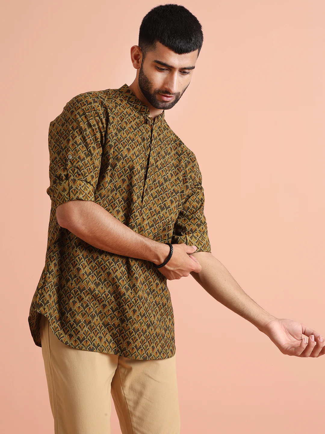 Olive Green Printed Kurta â€“ Casual & Festive Wear - Image 6