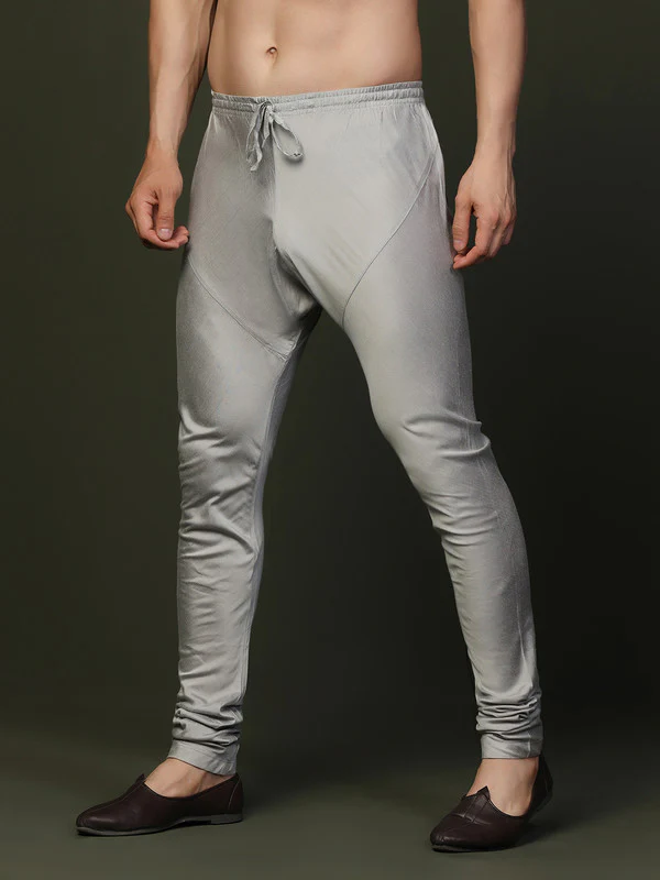 Grey Art Silk Solid Churidar - Image 3