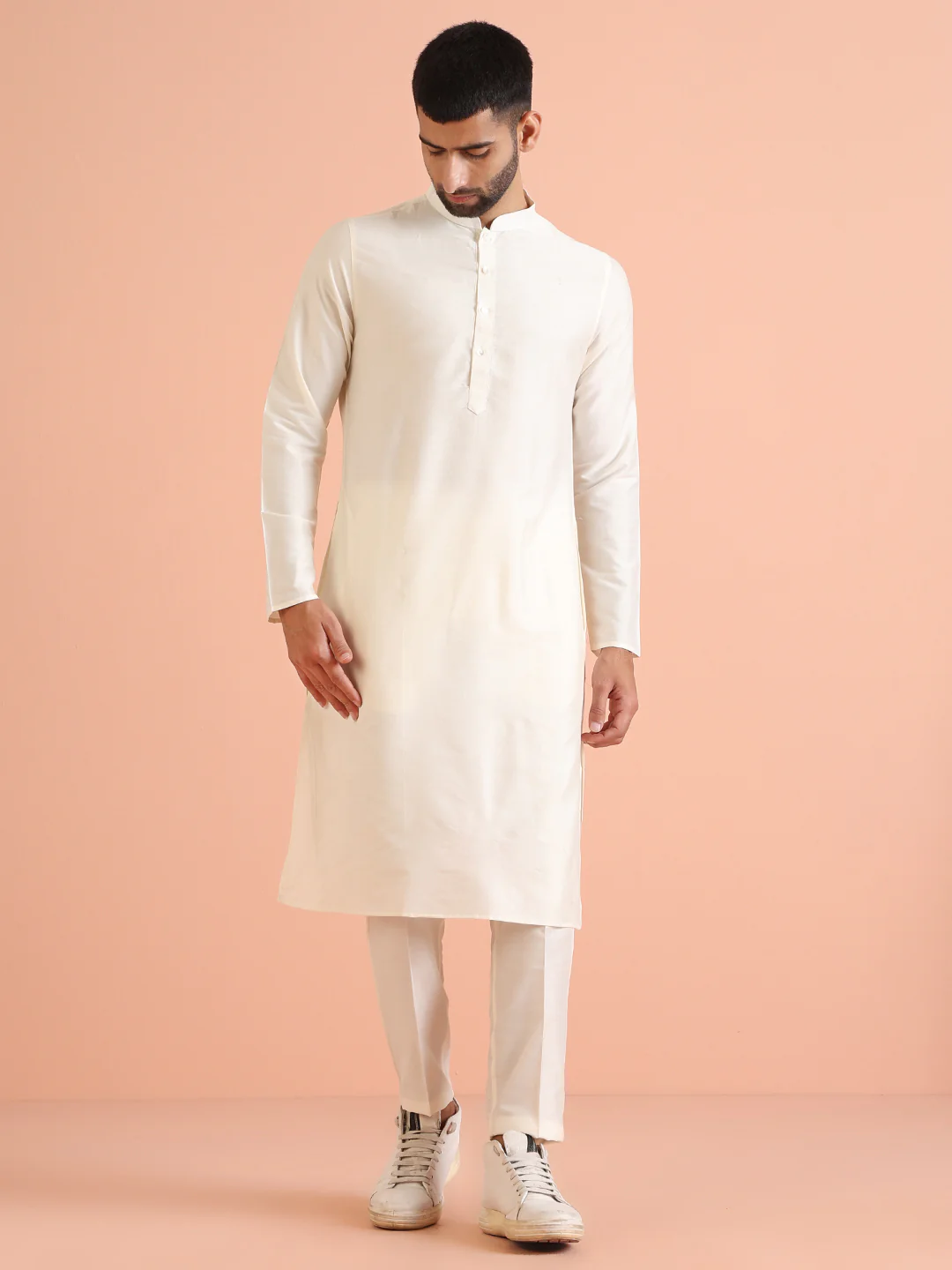 Men Grey Kurta Indowestern Trouser Set - Image 5