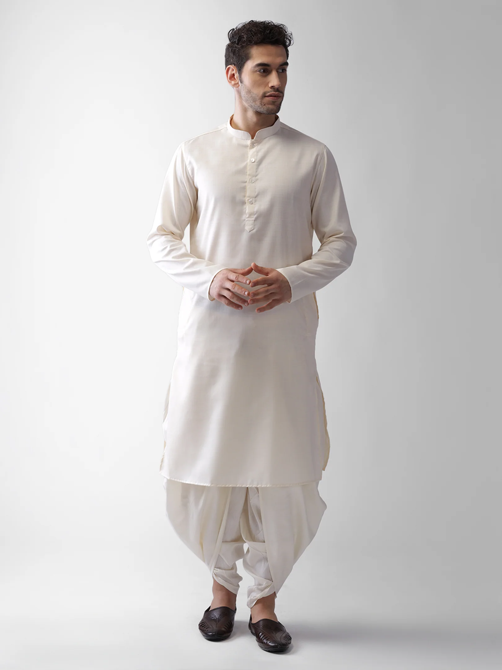 Kisah Men Grey Kurta Jacket Dhoti  Set - Image 5