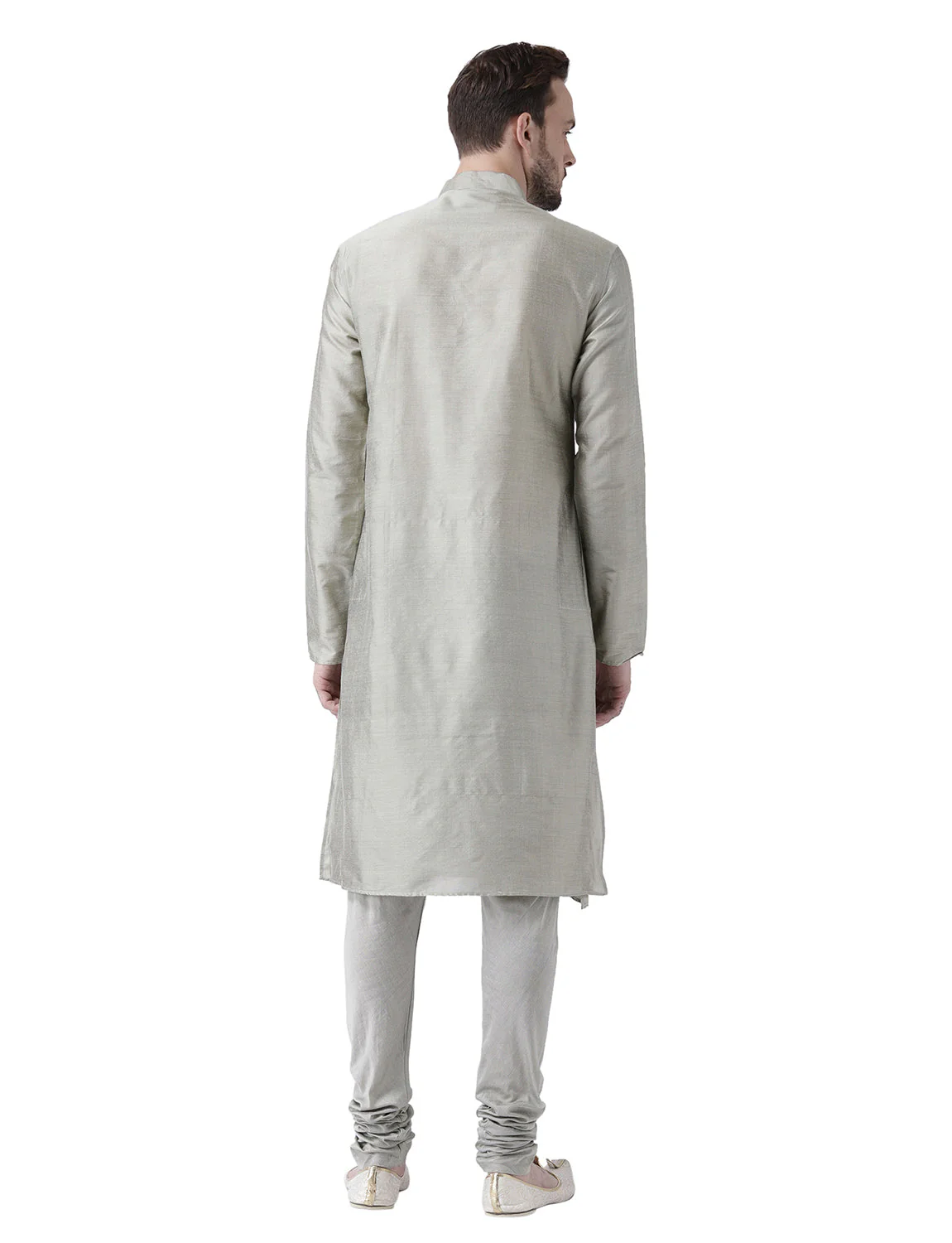 Silver Grey Solid Plain Kurta - Image 4