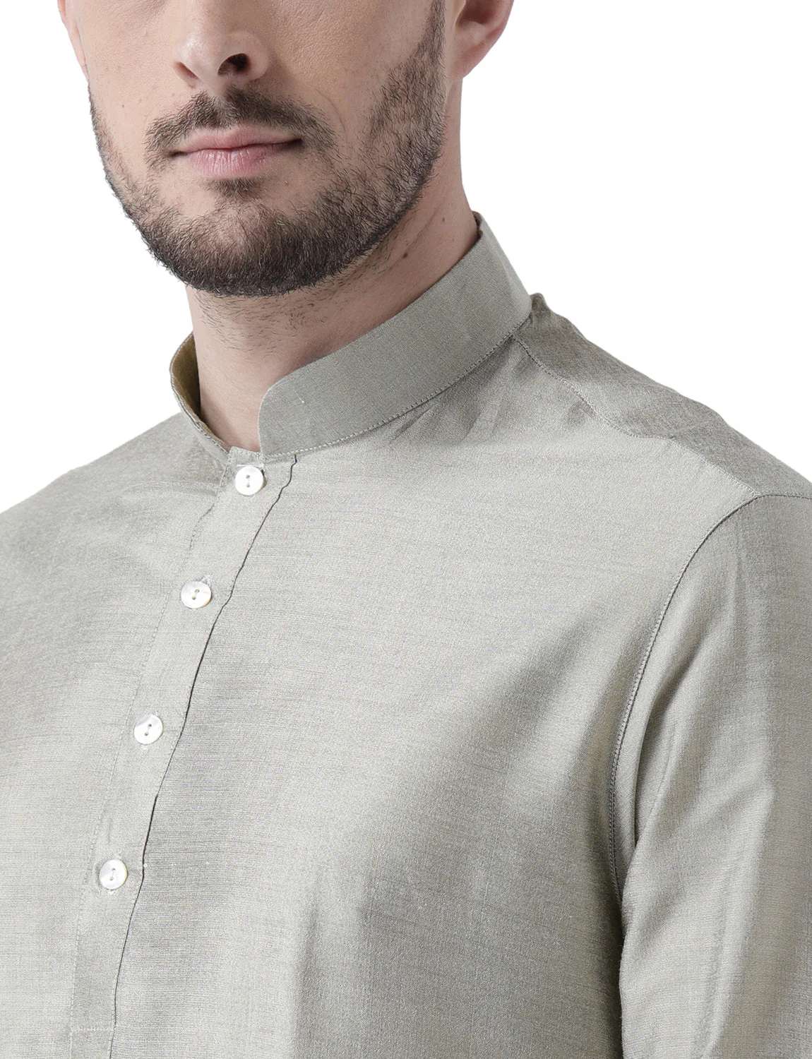 Silver Grey Solid Plain Kurta - Image 5