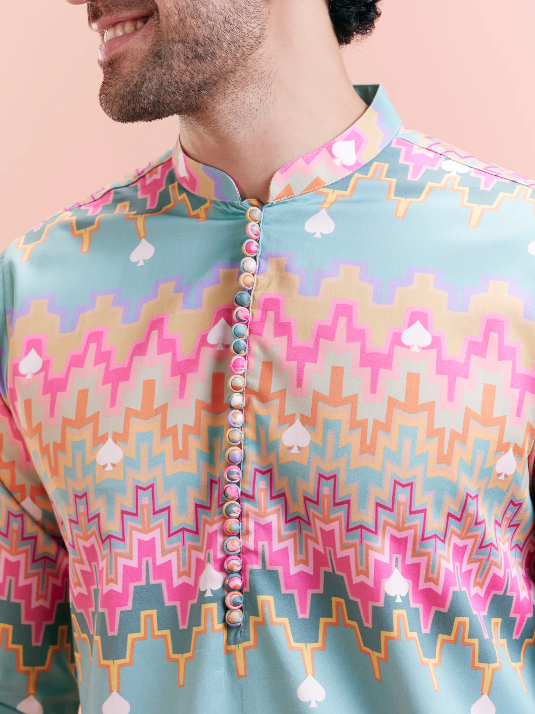 Multicolor Zigzag Kurta Trouser Set - Image 3
