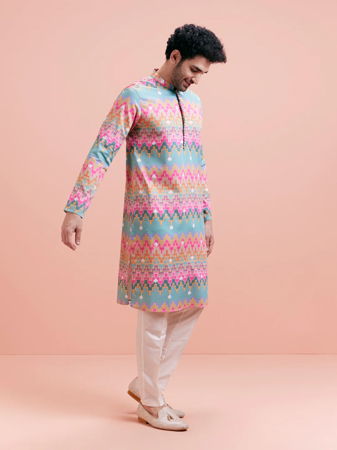 Multicolor Zigzag Kurta Trouser Set - Image 5