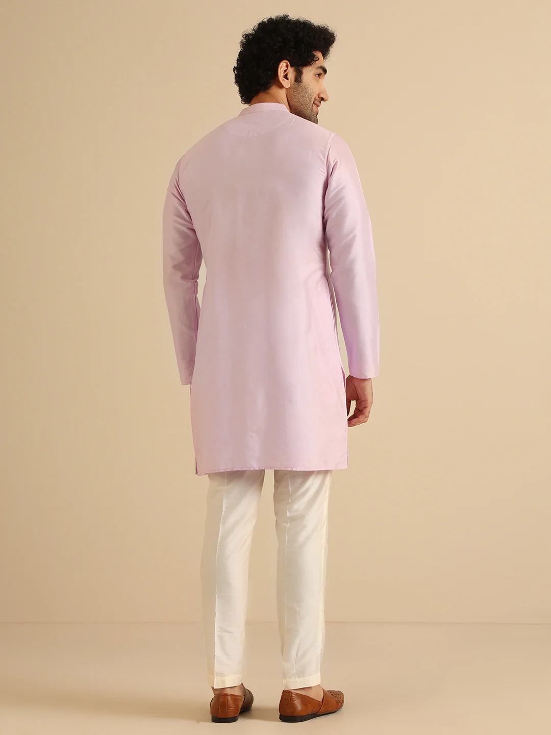 Men Lavender Mid Kurta - Image 4