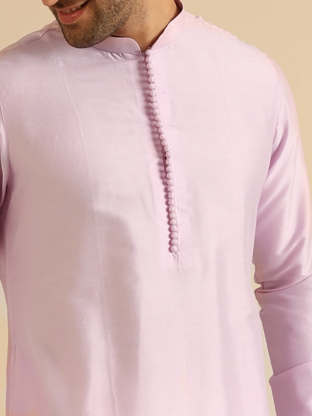 Men Lavender Kurta Trouser Set - Image 5