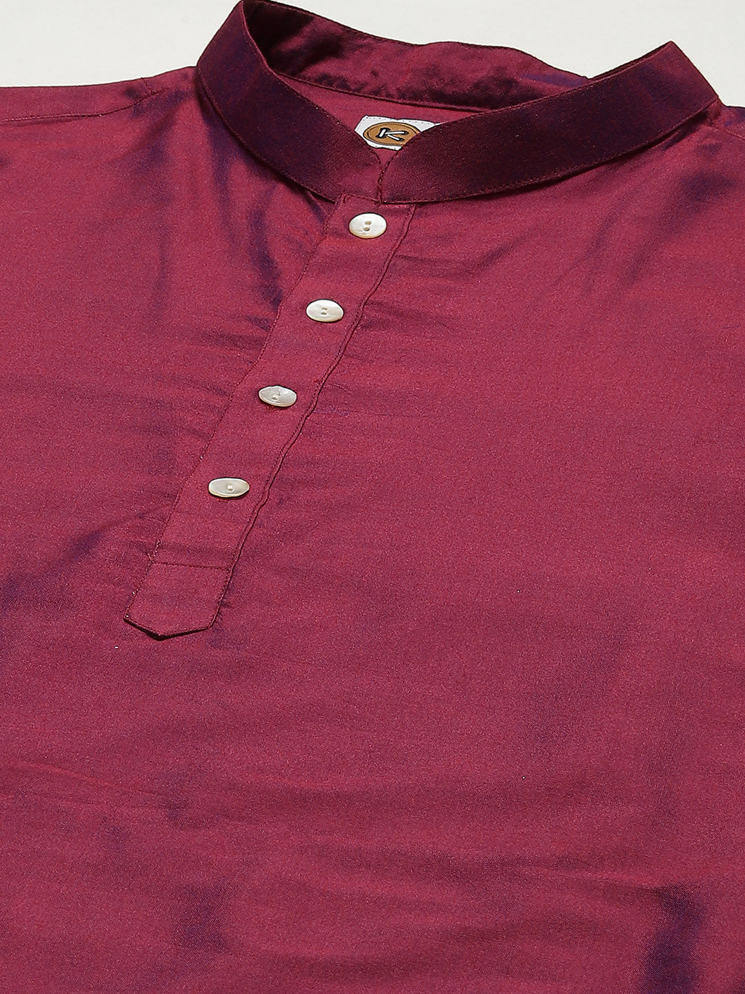 Wine Cotton Silk Solid Kurta Dhoti Set - Image 5