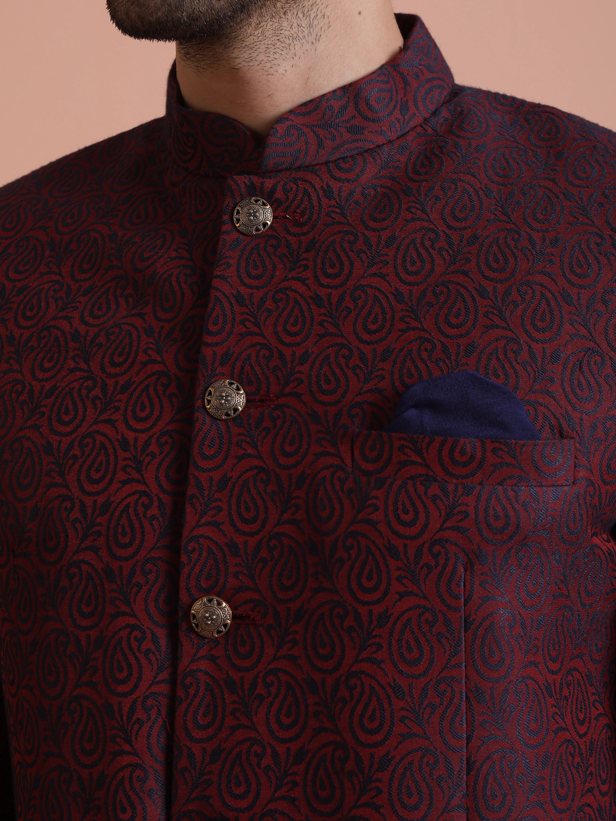 Maroon Jodhpuri Bandhgala - Image 2