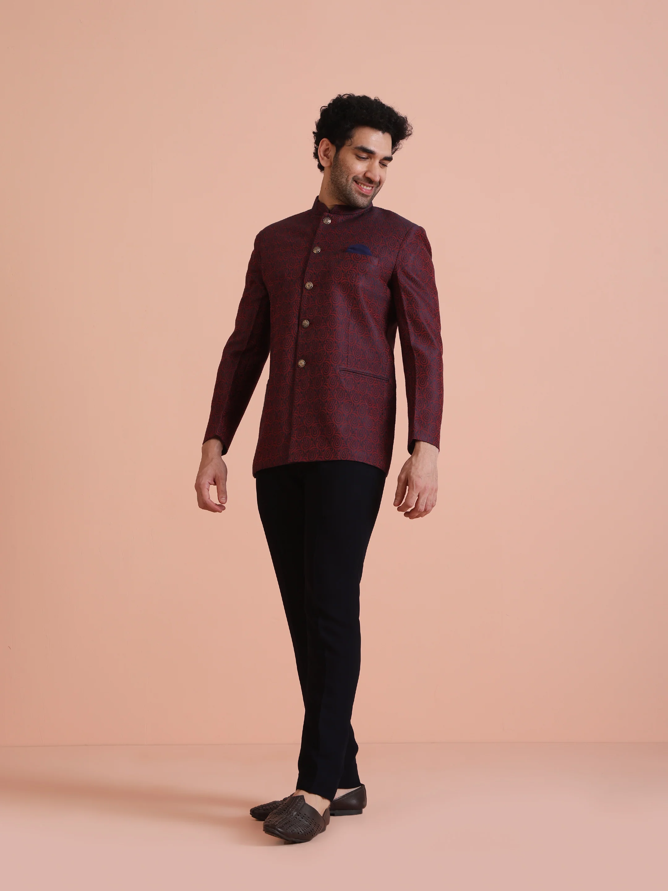 Maroon Jodhpuri Bandhgala - Image 4