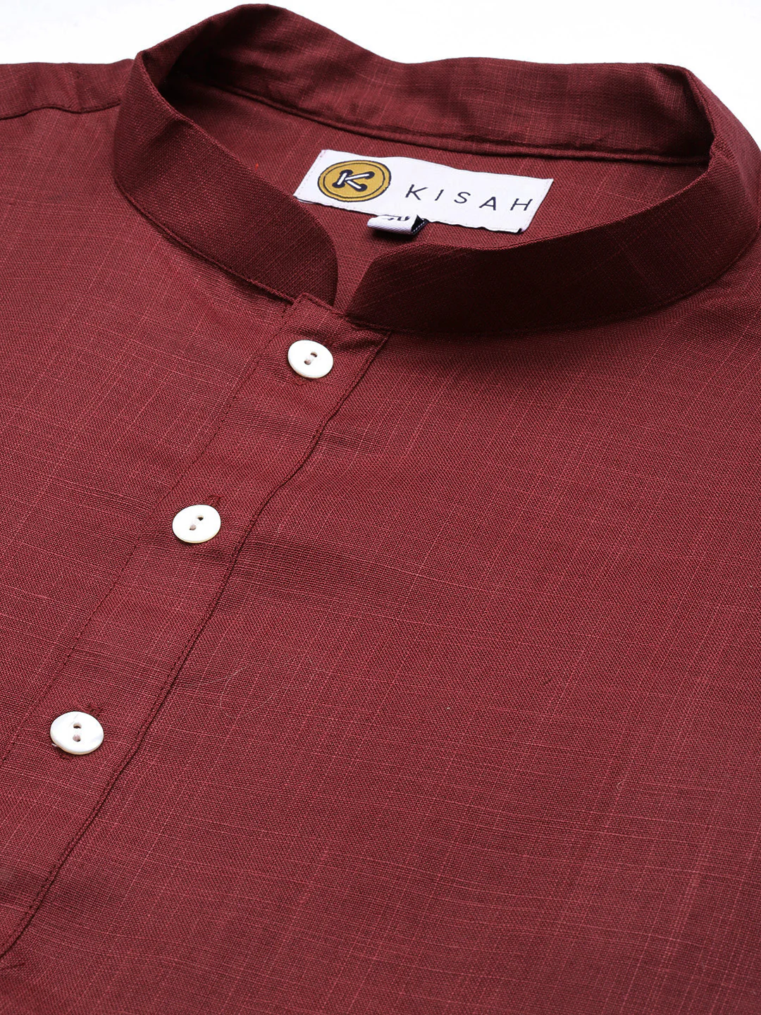 Men Maroon Solid Dyed Kurta Churidar Set - Image 5