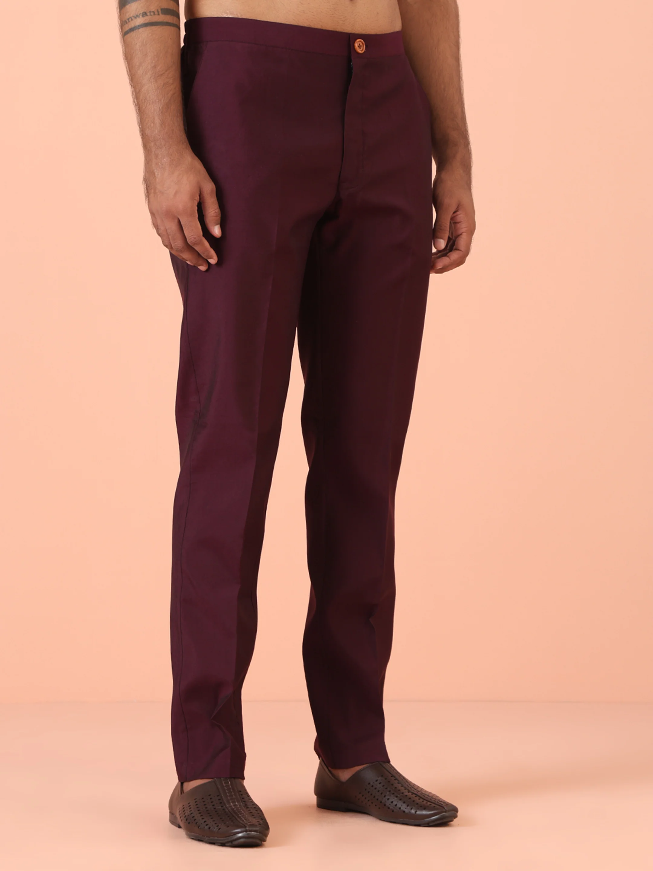 Men Maroon Woven Design Long Jacket Indo Western Trouser Set - Image 7