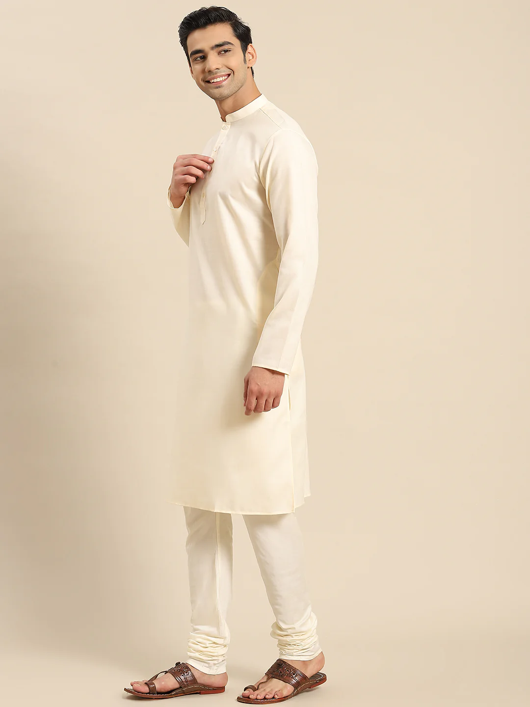 Men Mauve Kurta Jacket Set - Image 6