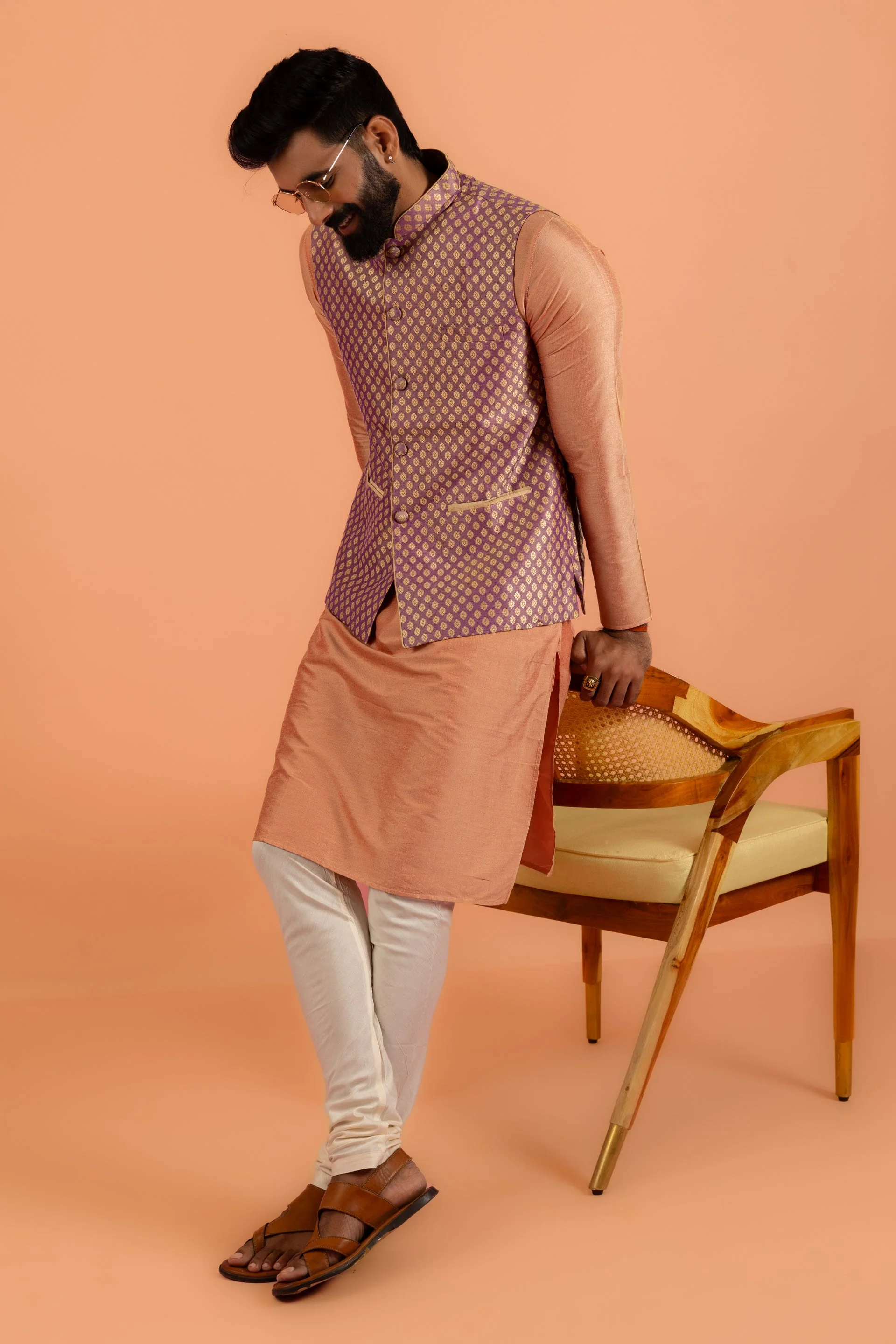 Men Mauve Nehru Jacket - Image 22