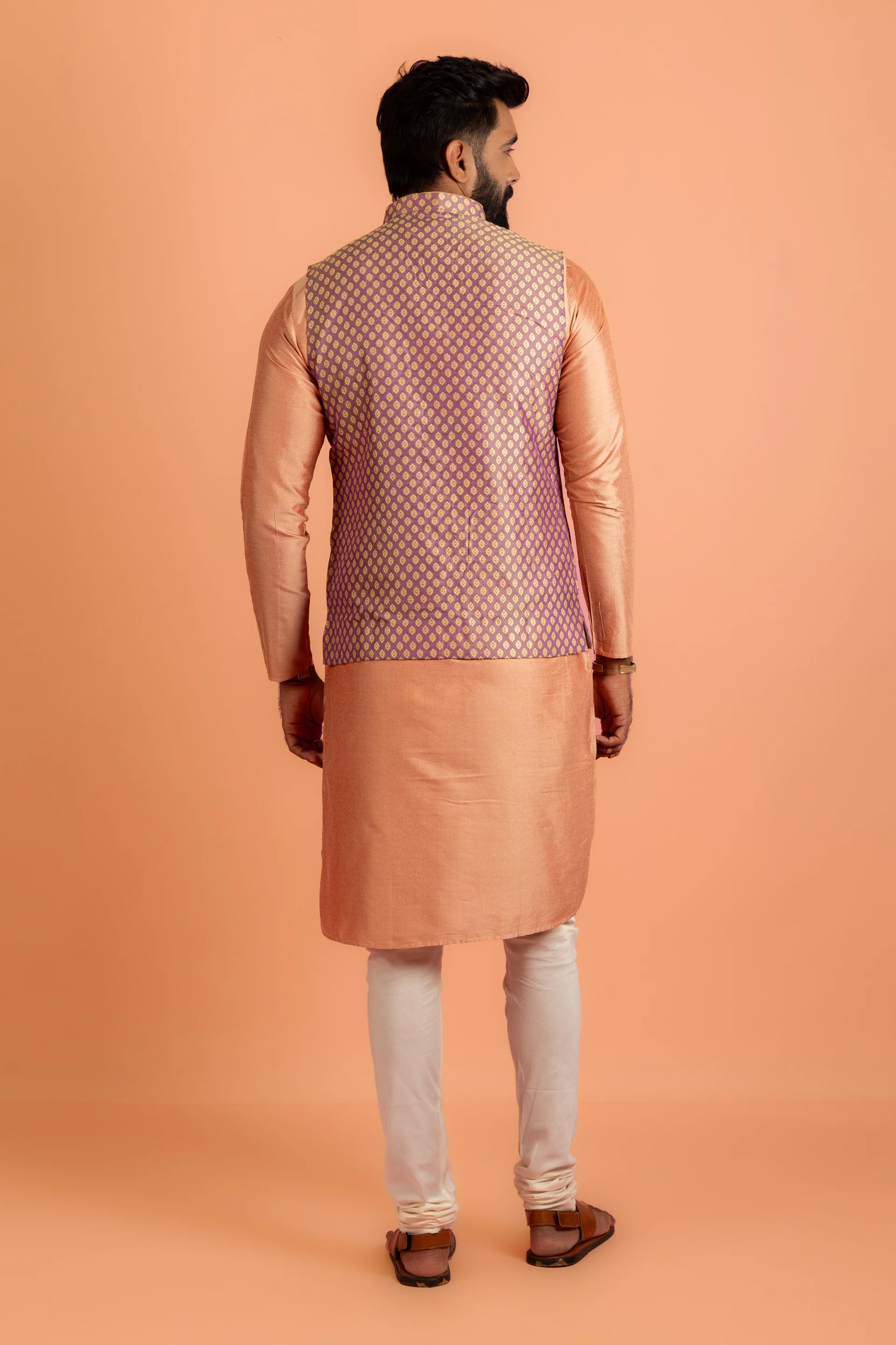 Men Mauve Nehru Jacket - Image 5