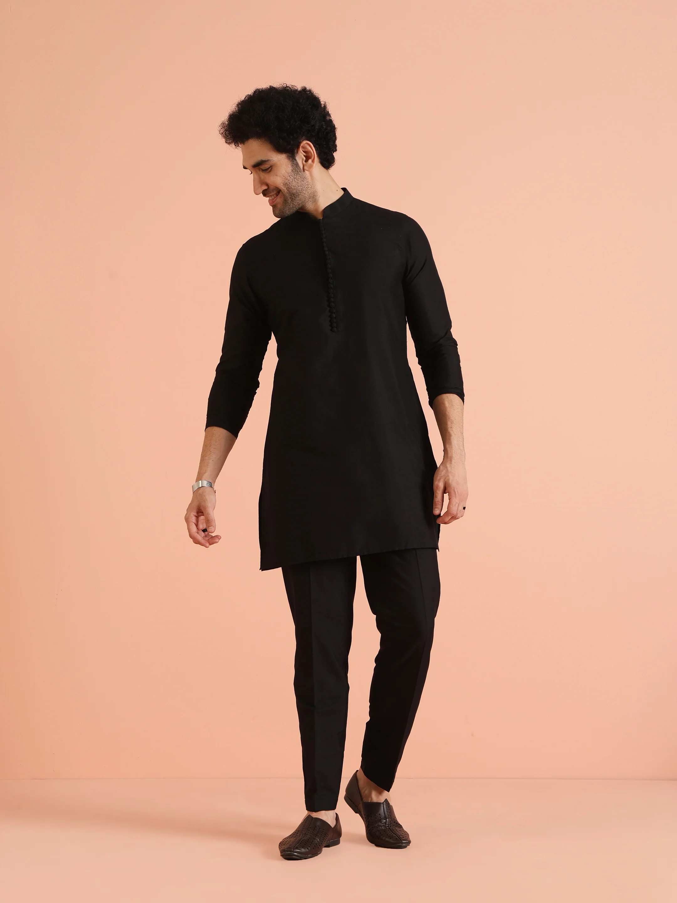 Mauve Woven Nehru Jacket Kurta Trouser Set - Image 8