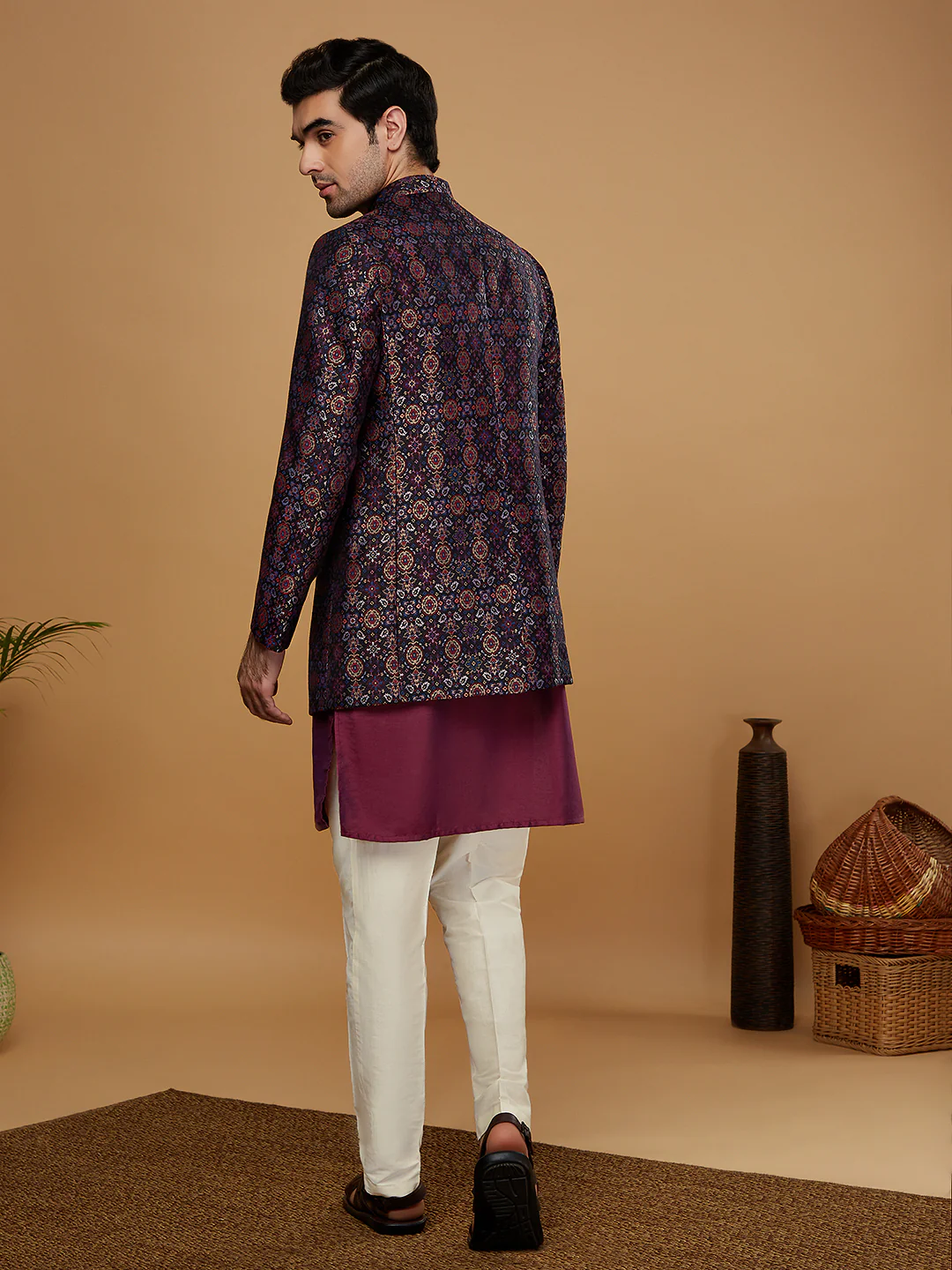 Men Multi Kurta Bandhgala Trouser Set - Image 4
