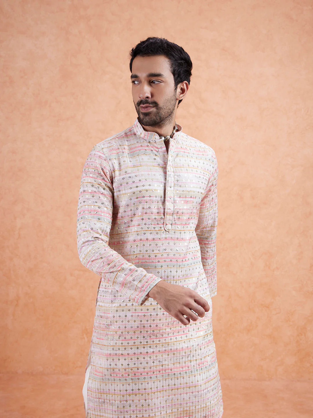 Men Multi Kurta Dhoti Set - Image 8