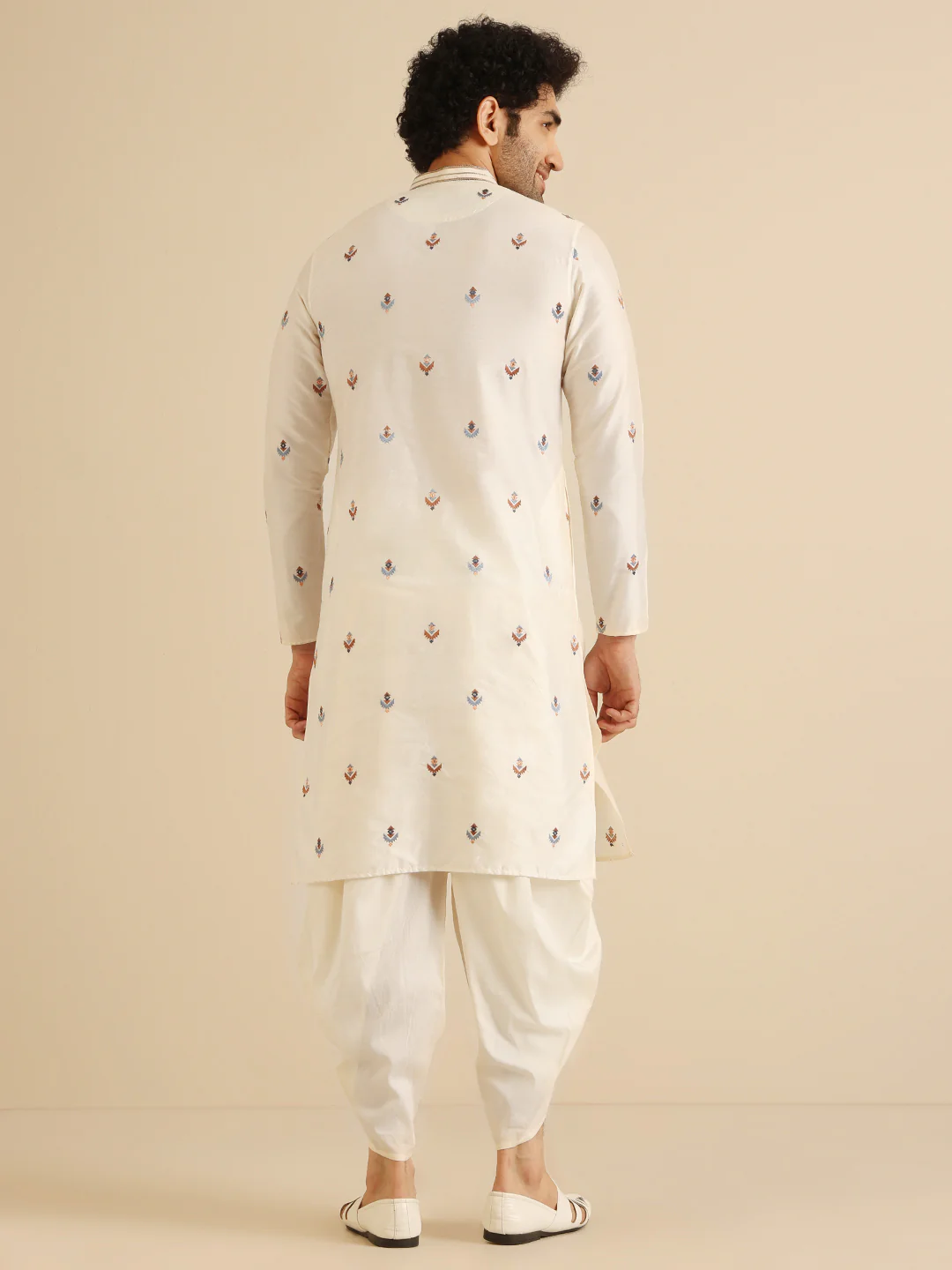 Men Multi Kurta Dhoti Set - Image 4