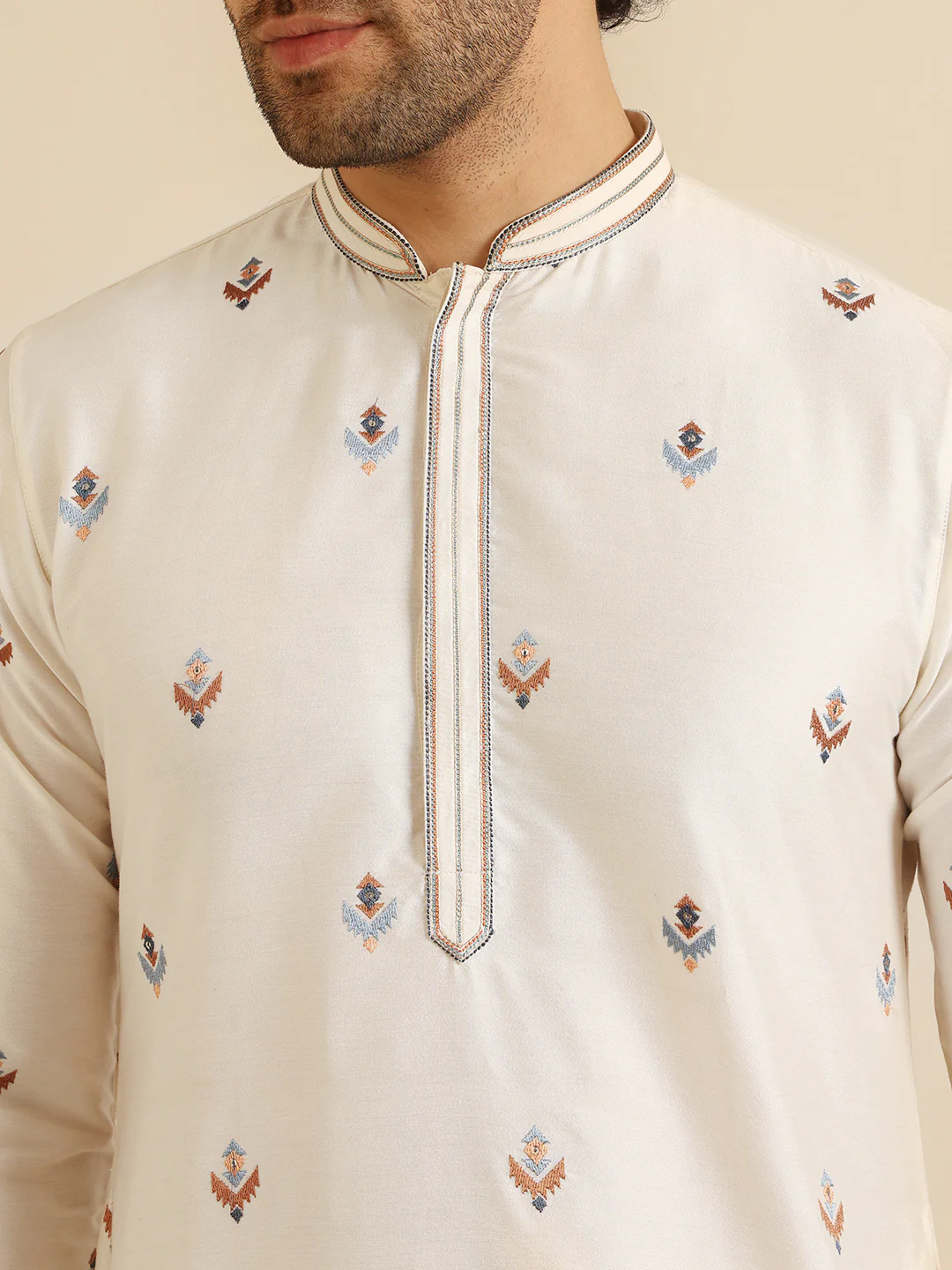 Men Multi Kurta Dhoti Set - Image 5