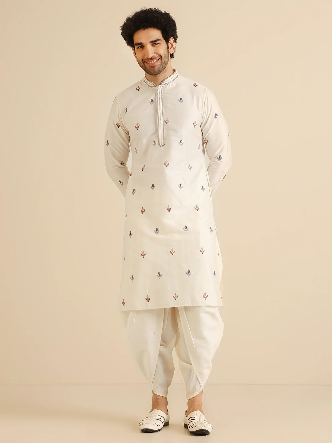 Men Multi Kurta Dhoti Set - Image 7