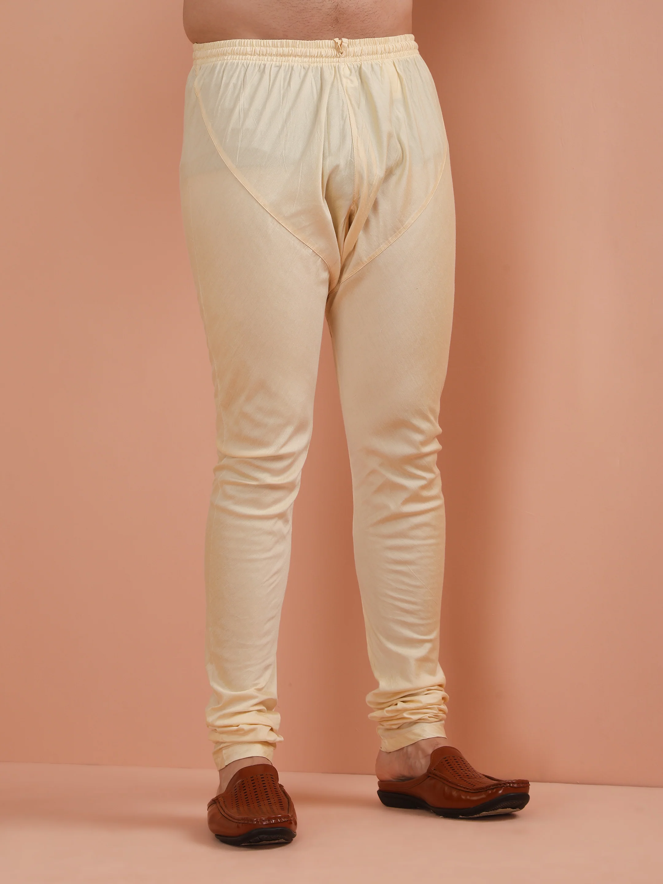 Cream Silk Blend Kurta Jacket Churidar Set - Image 7