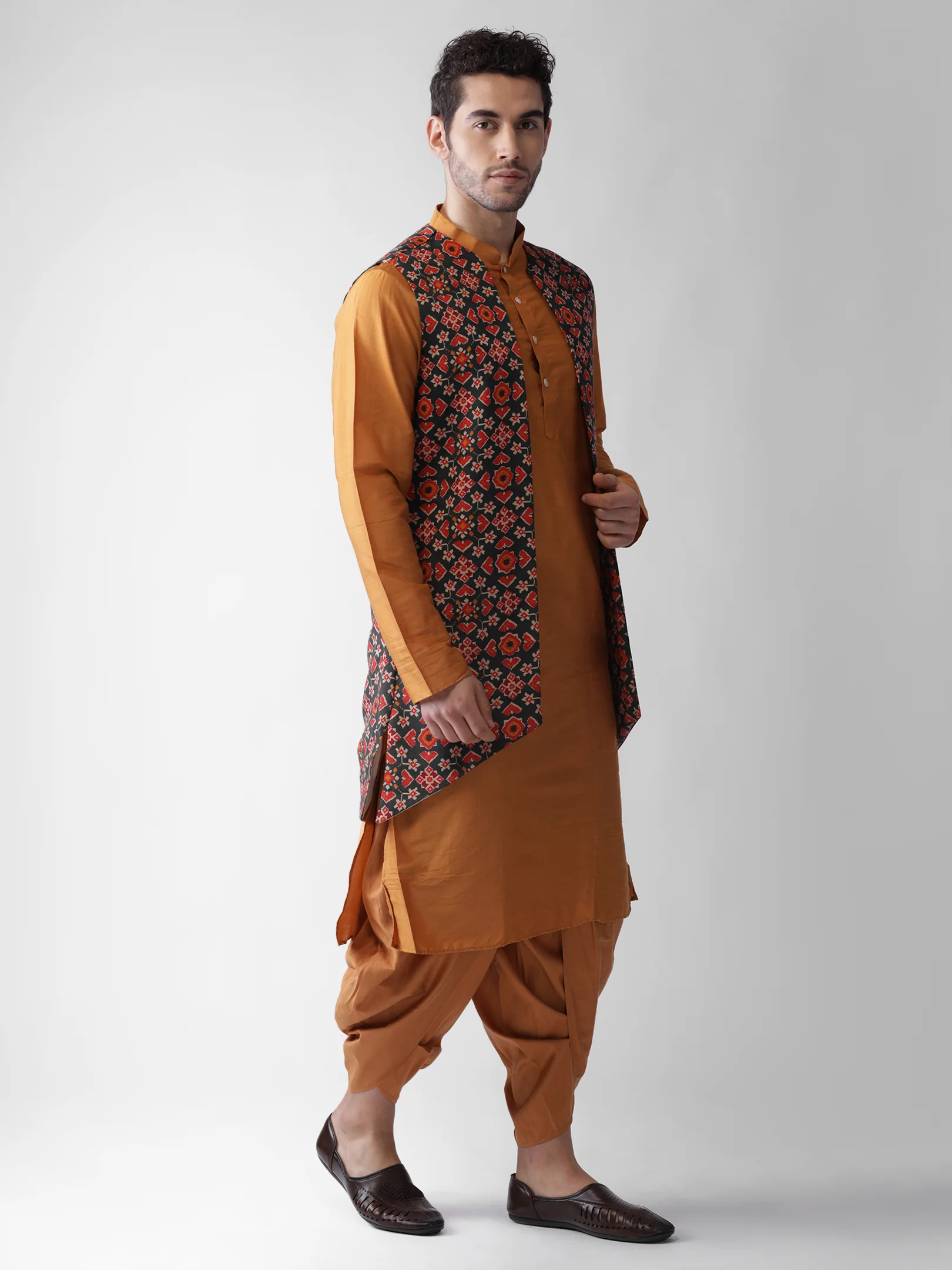 Men Multi Kurta Jacket Dhoti  Set - Image 3
