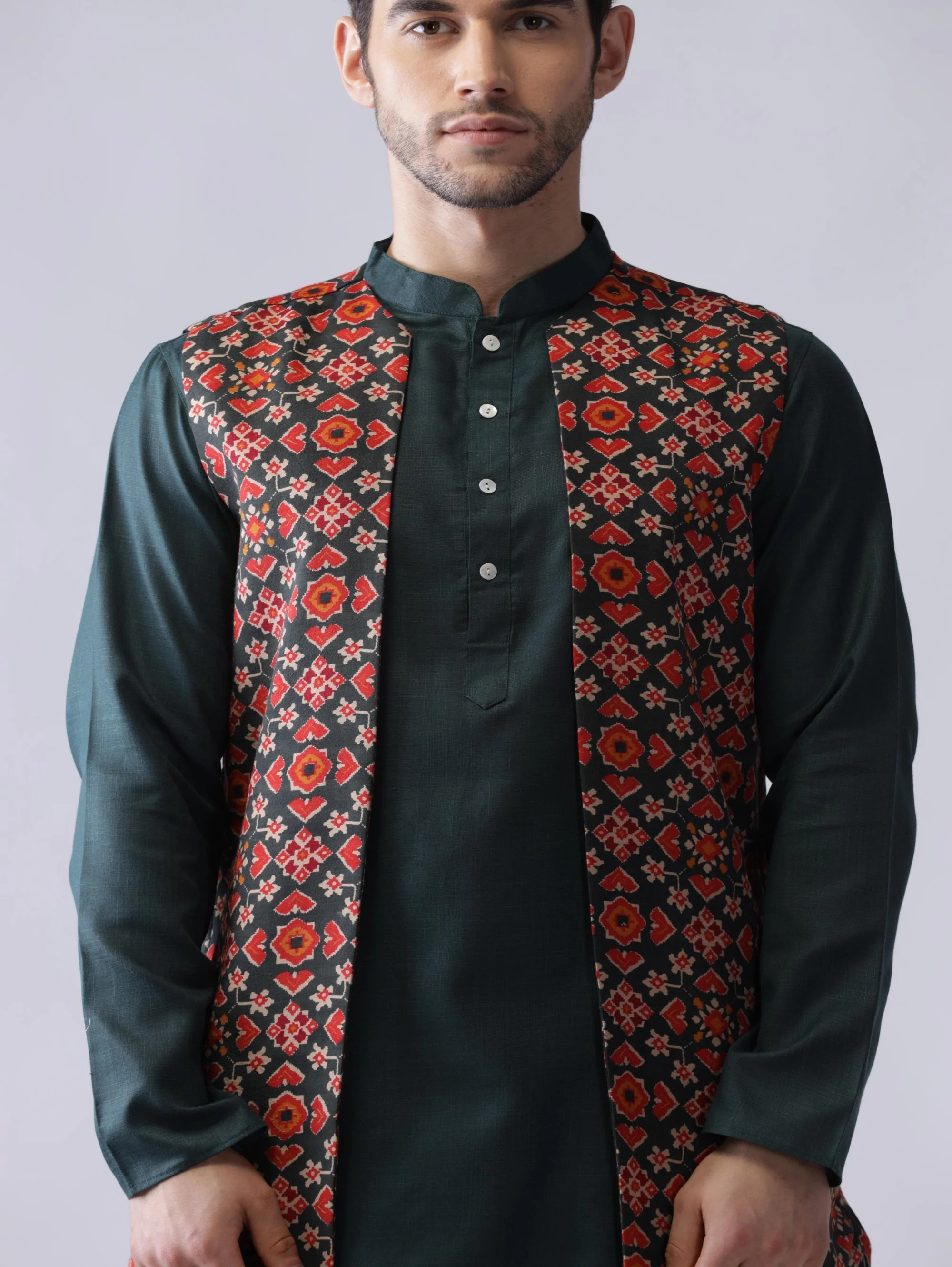 Men Multi Kurta Jacket Dhoti  Set - Image 6