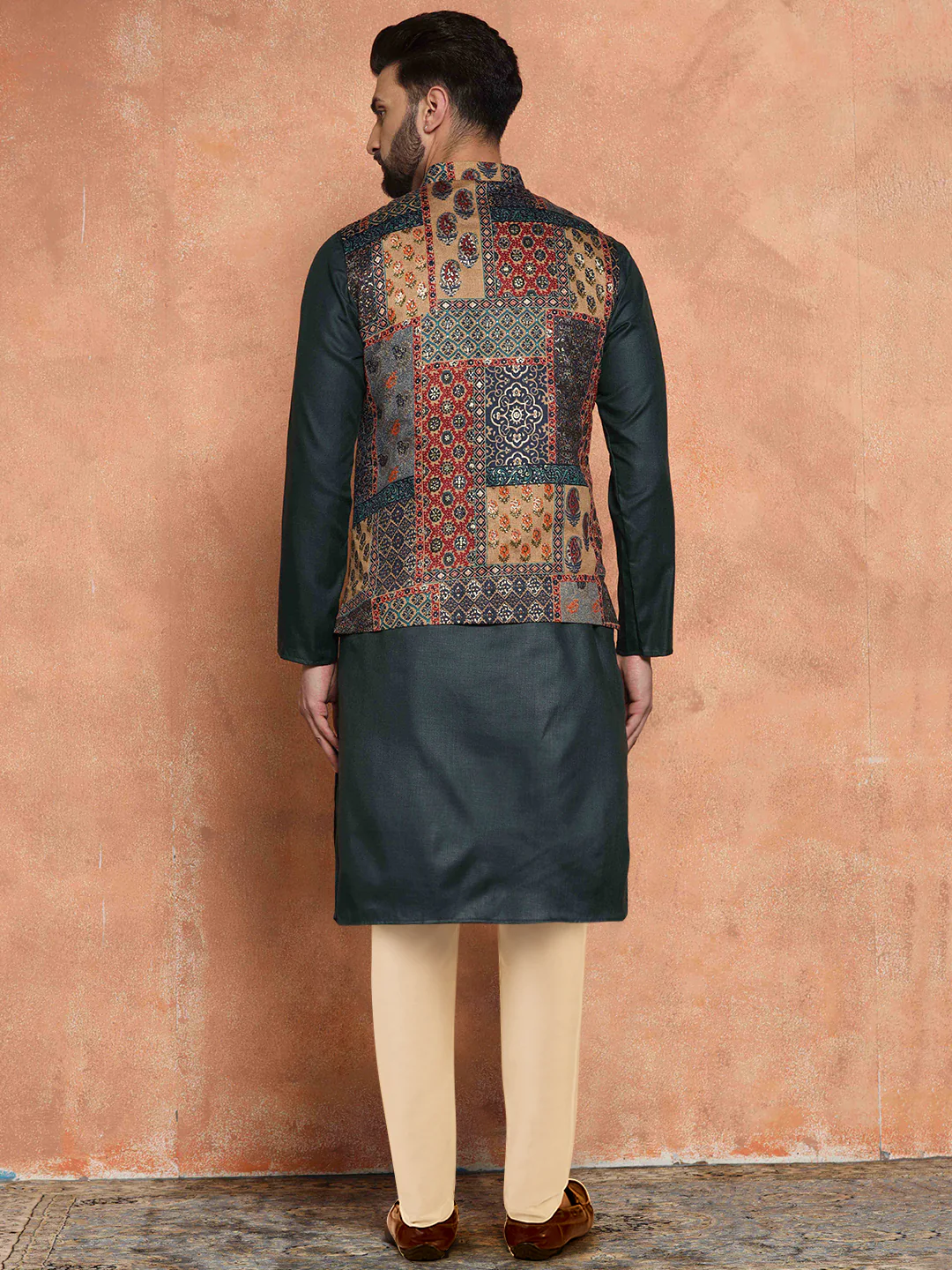 Men Multi Kurta Jacket Trouser Set - Image 4