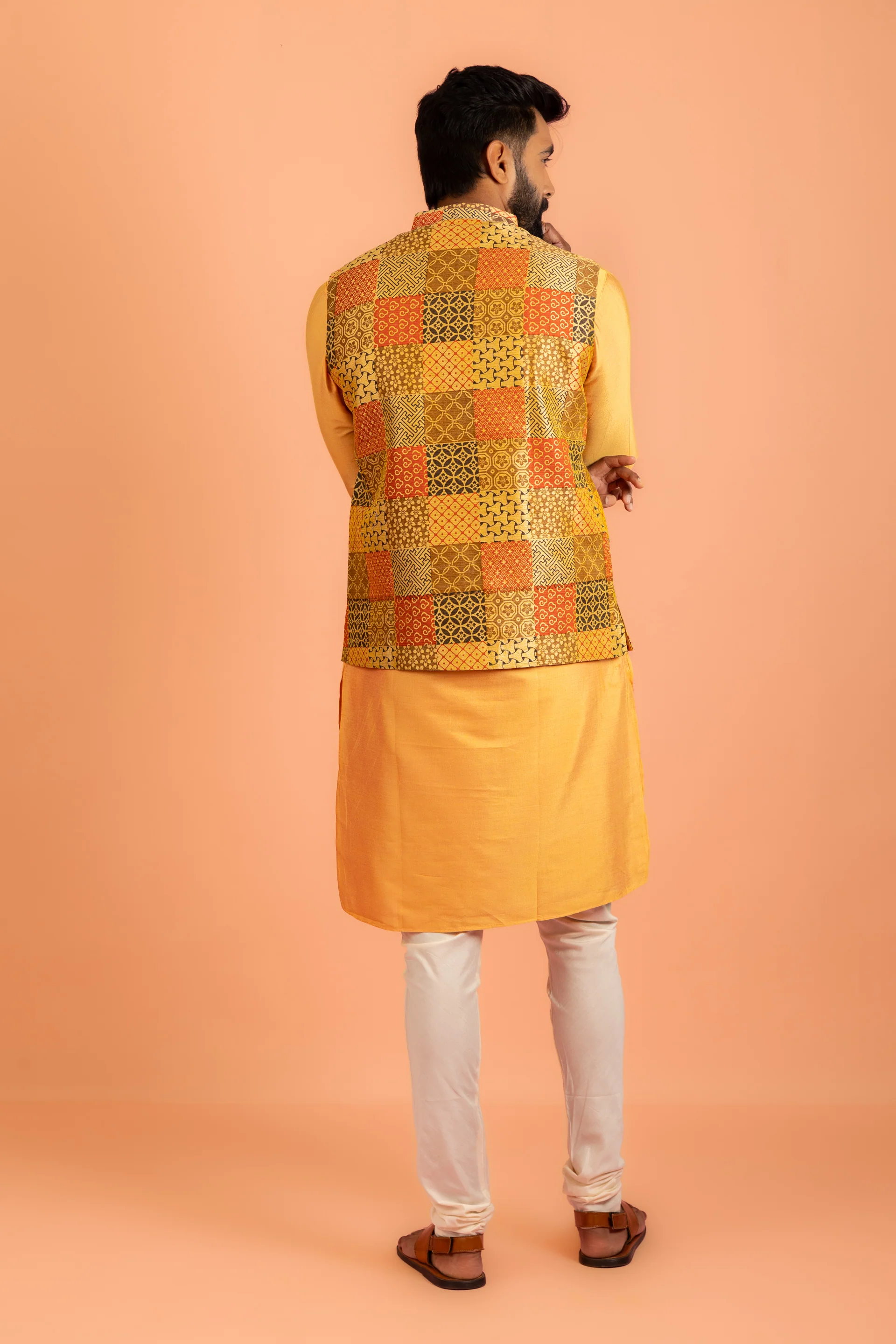 Multicolour Patchwork Nehru Jacket - Image 5
