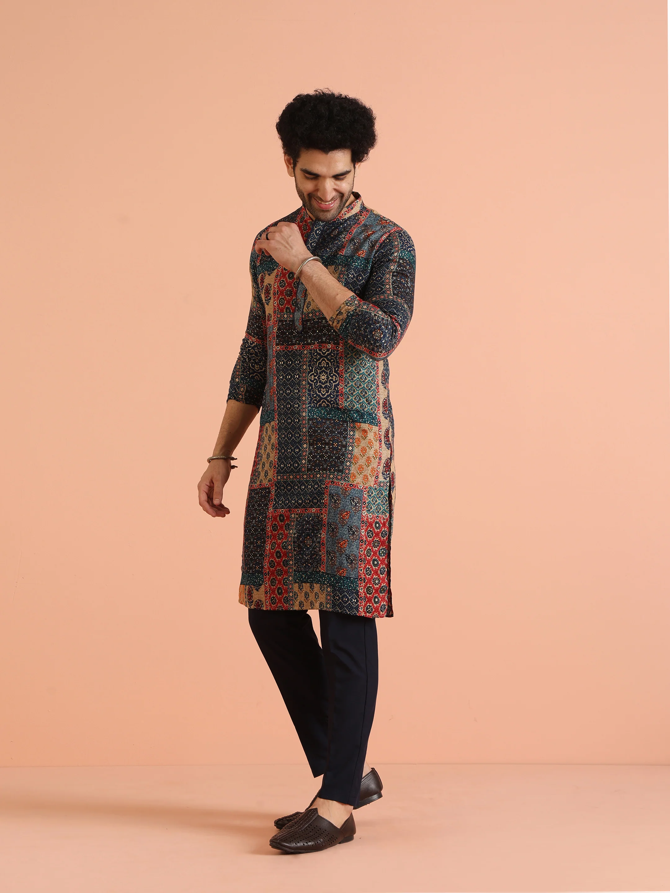 Multi Cotton Printed Kurta Trouser Set - Image 4