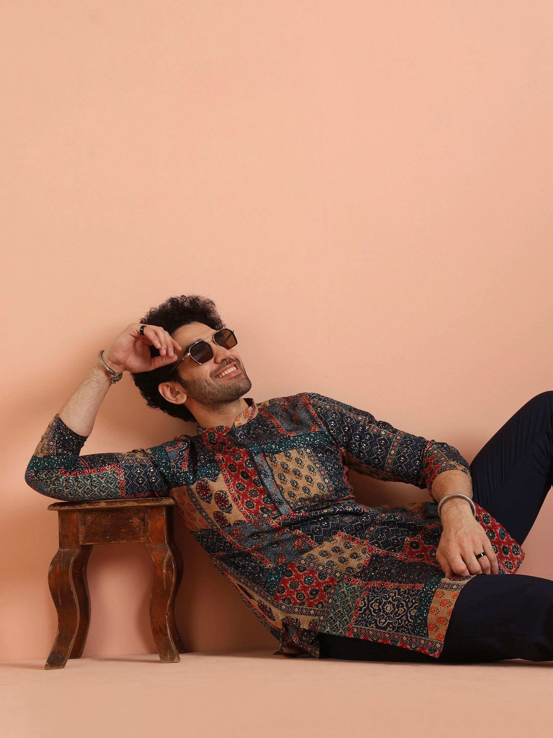 Multi Cotton Printed Kurta Trouser Set - Image 8