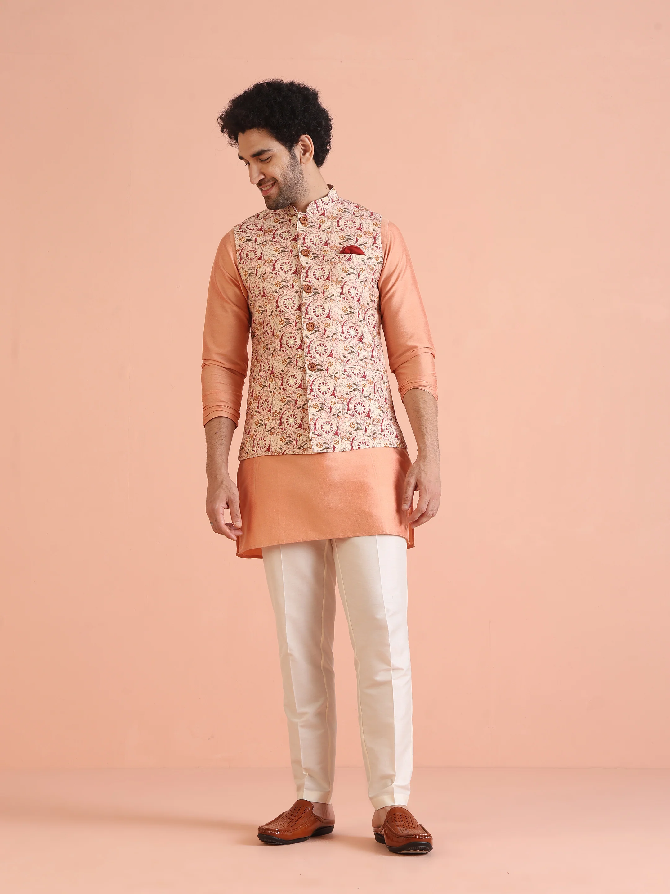 Multi Kantha Printed Nehru Jacket Set - Image 7